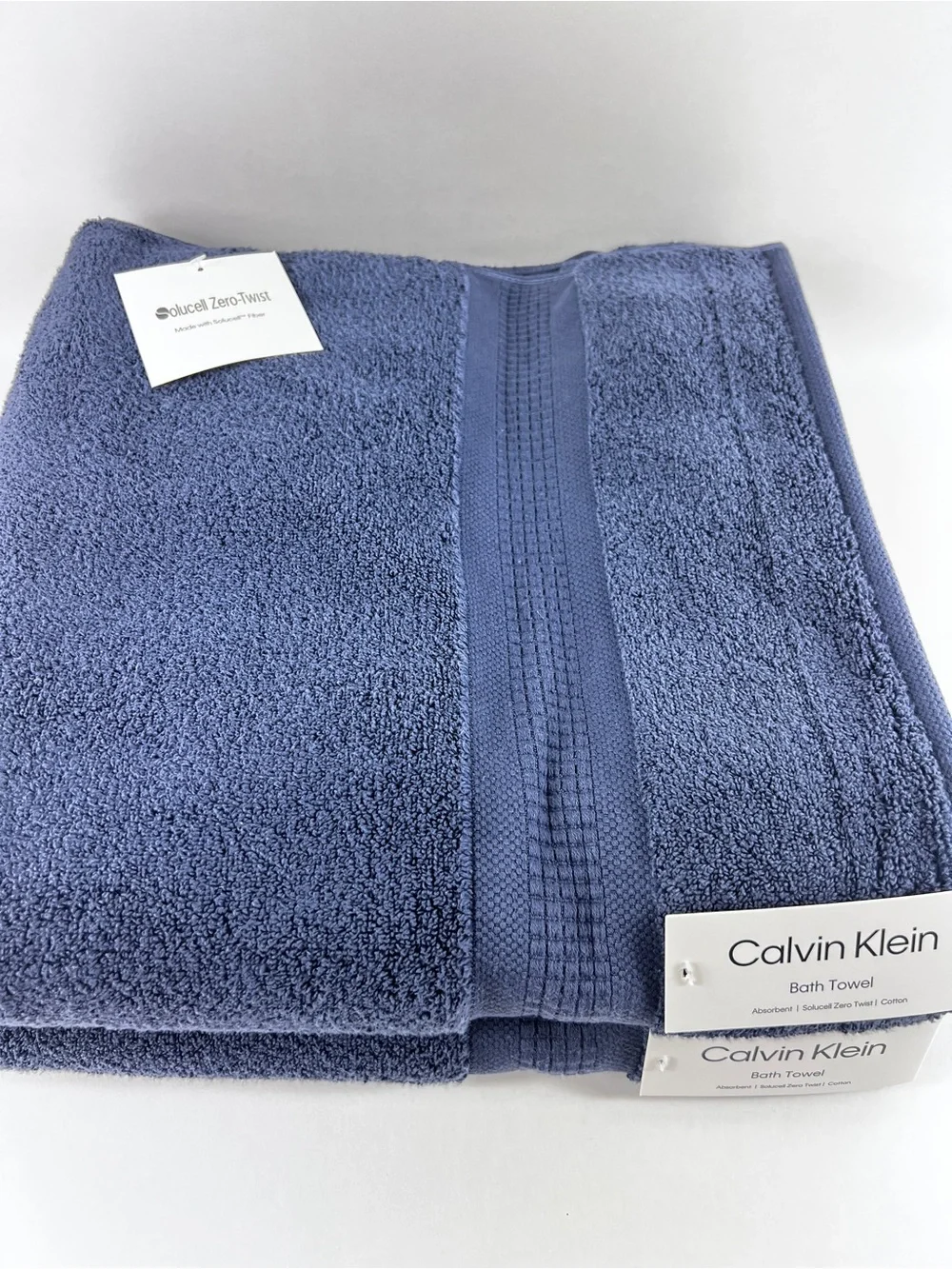Calvin Klein Bath Towels Navy Blue Plush Zero Twist 100% Cotton 2 Pc Set NEW